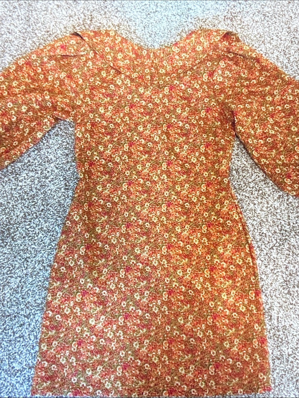 Smocked Mini Dress with Puff Sleeves in Rust Floral